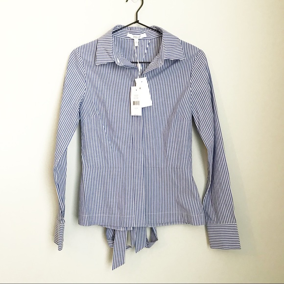 10 Crosby Derek Lam Striped Lace Up Button Up - Picture 5 of 8